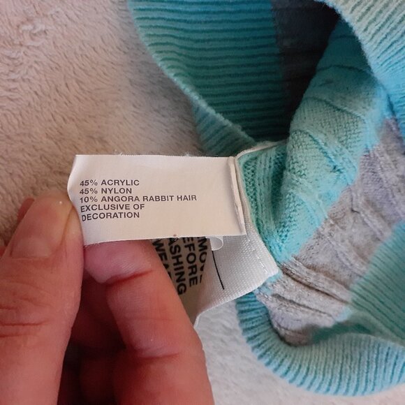 Gap Girls Size Medium 8 Blue Gray Striped Angora Blend Sweater - Picture 5 of 7